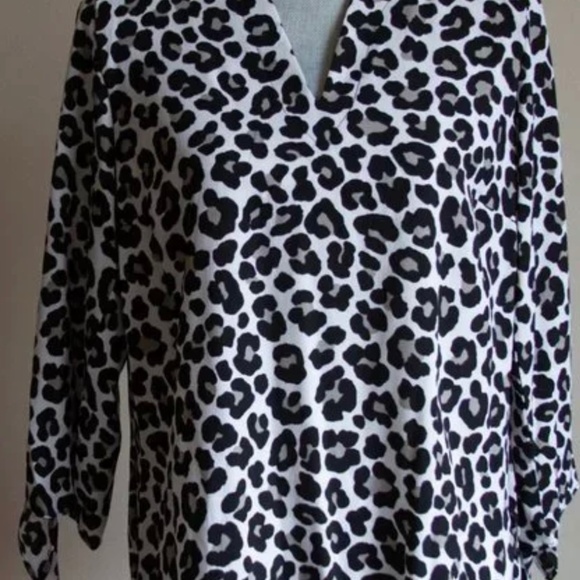 Michael Kors Animal Print Tie Sleeve Shirt - Picture 1 of 3